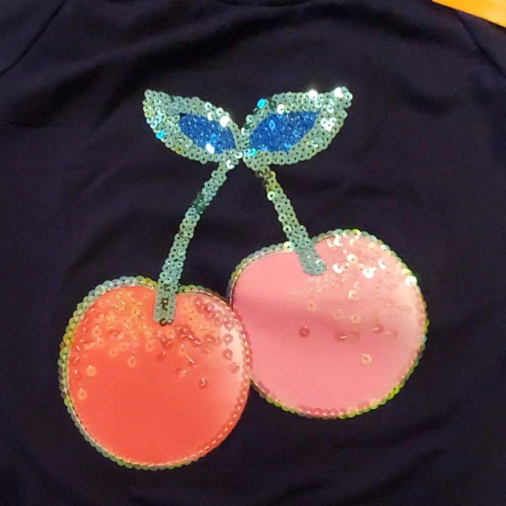 Gymboree NWT Navy Blue Cherry Sequin Sh9rt Sleeve Top Size 7/8